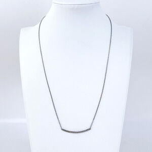 Estate Silver Tone Cubic Zirconia Bar Necklace 17"-19"